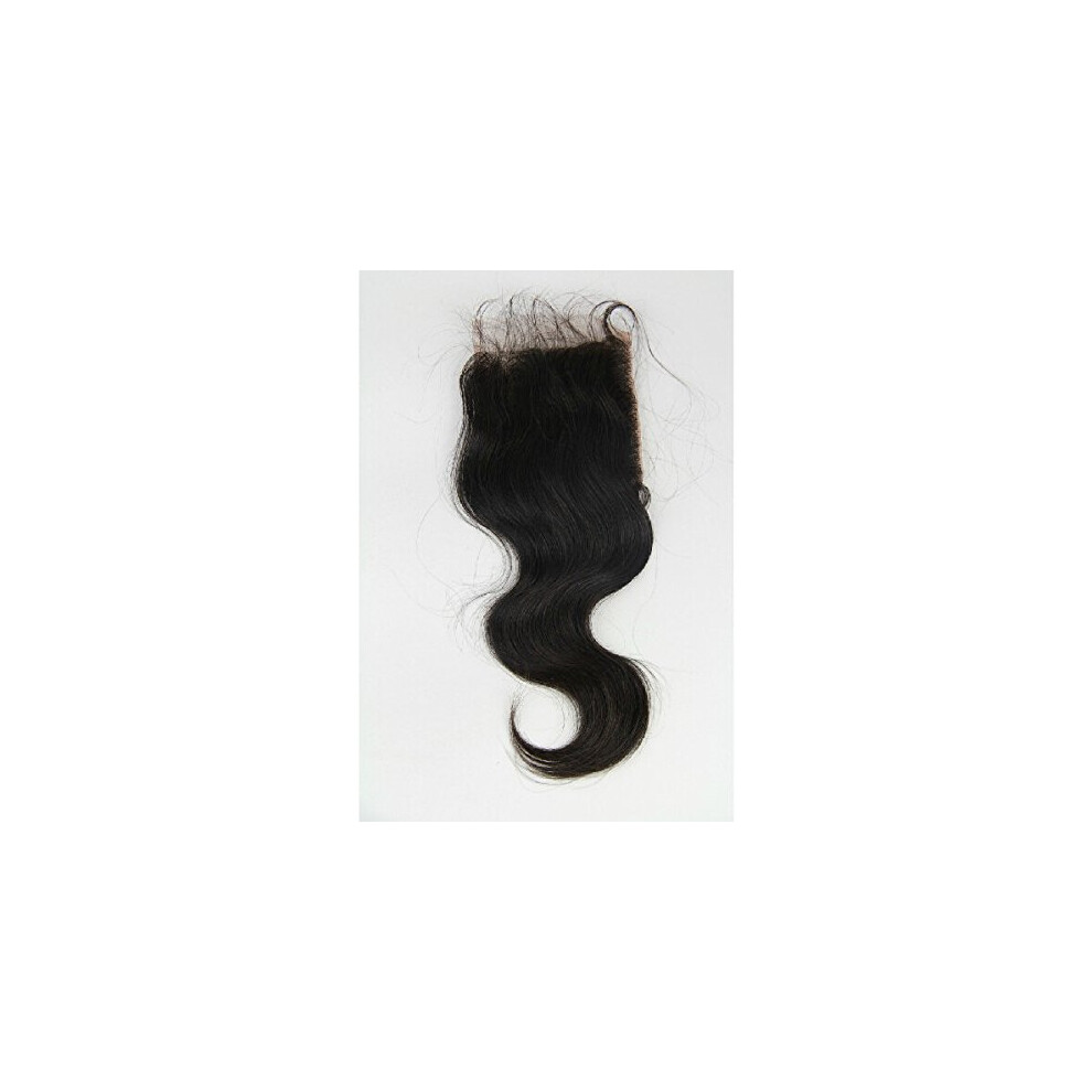 Peruvian Virgin Human Hair Body Wave Lace Closure, Bleached Knots, 130% Density Natural Color
