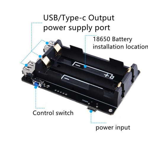 GUYUTING UPS with Replaceable Battery Extended USB-A & Type-C Ports, LED Battery Prompt for Raspberry Pi 4B/3B+/3B 2