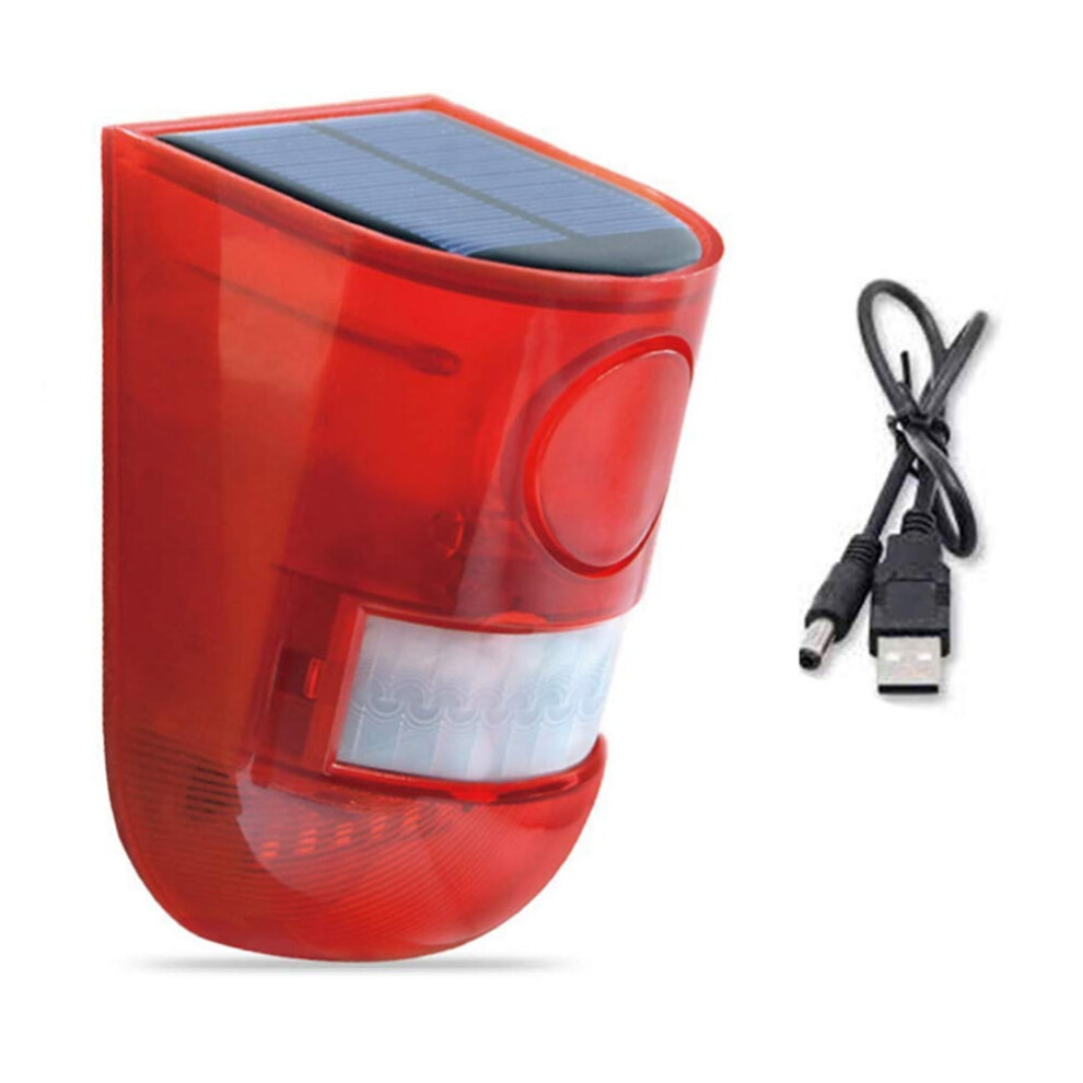 Savlot Solar Sound & Light Alarm Motion Sensor 110 Decibels Siren Sound Alert & 6Leds Flash Warning Strobe Security Alarm System For Farm Villa 9482828921377