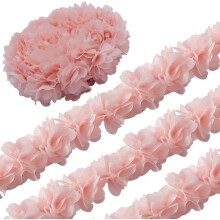 5 Yards 2" Chiffon Lace Trim Light Salmon 3D Flower Edging, Compatible with Wedding Dress DIY Sewing & Costume Decor