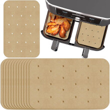 Unbleached Parchment Paper for Ninja Foodi DZ201/DZ401, 100 PCS Perforated Air Fryer Liners, Compatible with Dual Basket Air Fryers