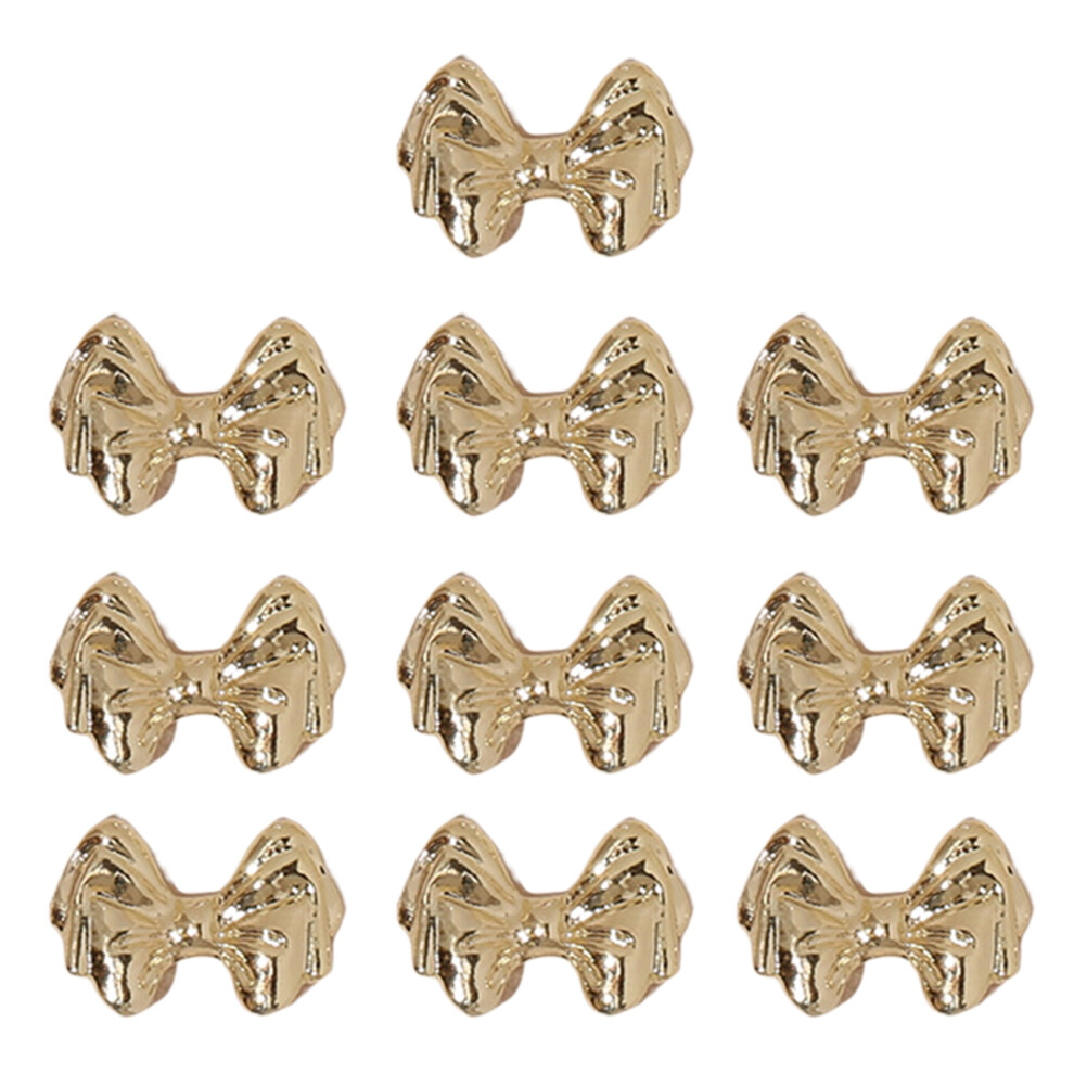 Hesroicy 10Pcs Nail Ornament Gloss Non-falling Three-dimensional DIY Stunning Visual Effect Heart Bow Bear Bunny Nail Alloy Decor Nail Salon Supply