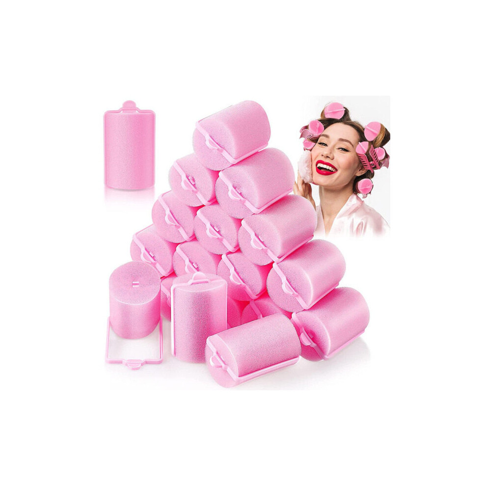 Pink 24 Sponge Hair Rollers, Large Hair Rollers For Styling With Soft Foam 3.6 Cm 3.6Cm