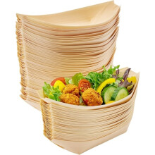 Wegwerp bamboe borden van 1 inch, 100 stuks - Biologisch afbreekbare sushi-bootjes, serveerschaal, houten papieren borden, bamboe kommen