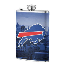 Petaca Bills Flagon de 237 ml (8 oz), acero inoxidable apto para uso alimentario y cuero, ideal para deportes al aire libre, acampada y como regalo