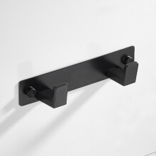 Glad-Kleiderbügel aus schwarzem Edelstahl mit Handtuchhalter, kompatibel mit Badezimmern (zwei schwarze Haken),