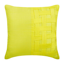 Gule 16x16 tommer silkepudebetræk, 40x40 cm, ensfarvet, tekstureret kurveflet, dekorative sofapuder med pintucks - Yellow Brick Road