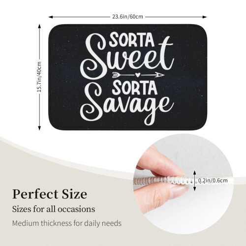 Sorta Sweet Sorta Savage Logo Υπερ-μαλακό αντιολισθητικό χαλί μπάνιου για μπάνιο, κουζίνα, 1