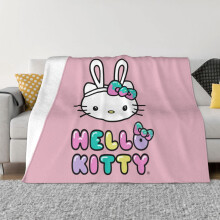 Hello Kitty deken, flanellen fleece plaid, superzacht, knus, warm, pluche beddengoed voor bank, woonkamer, slaapkamer - 203 x 152 cm