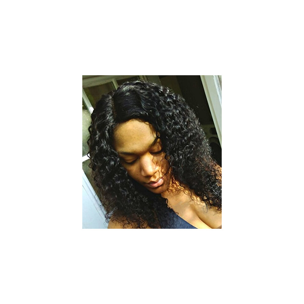 Unisex Black Afro Human Hair Wig Glueless 12 Inch Full Lace Curly Chinese Virgin Remy With Natural Texture
