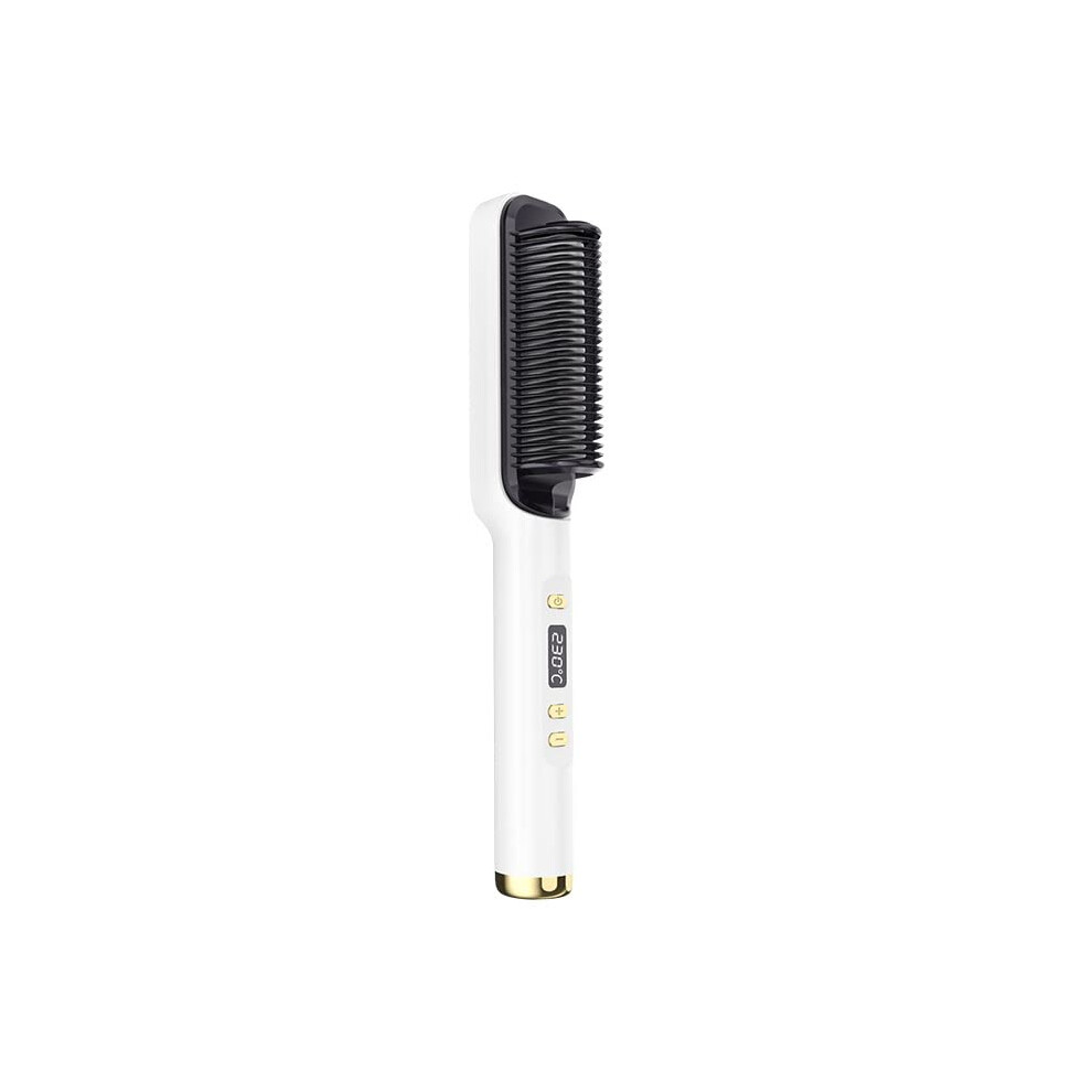 Grey Hair Straightener With Negative Ion Technology, Dualuse Straightening And Curling Comb,