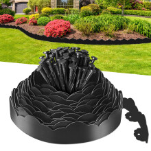 Lawn Edging Border 7cm Tall 16m Flexible Garden Edging Borders Strip with 80pcs Pegs for Yards Edge, Flower Beds Fence & Grass Paths Edging Tool, No