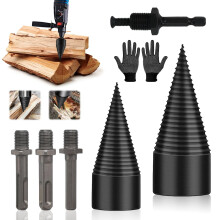 Wood Splitter Drill Bit 42 mm + 32 mm with 4 Drill Handles, Drill Cone Wood Splitter Splitting Drill, Wood Splitter Screw Cone, Cone Splitter Drill,