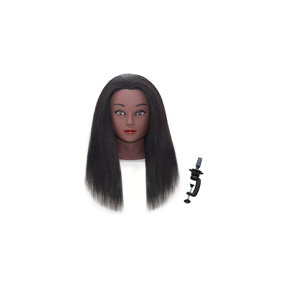Unisex Blonde Curly Mannequin Head With Human Hair For Hairdressing Training And Styling Practice Clamp Stand