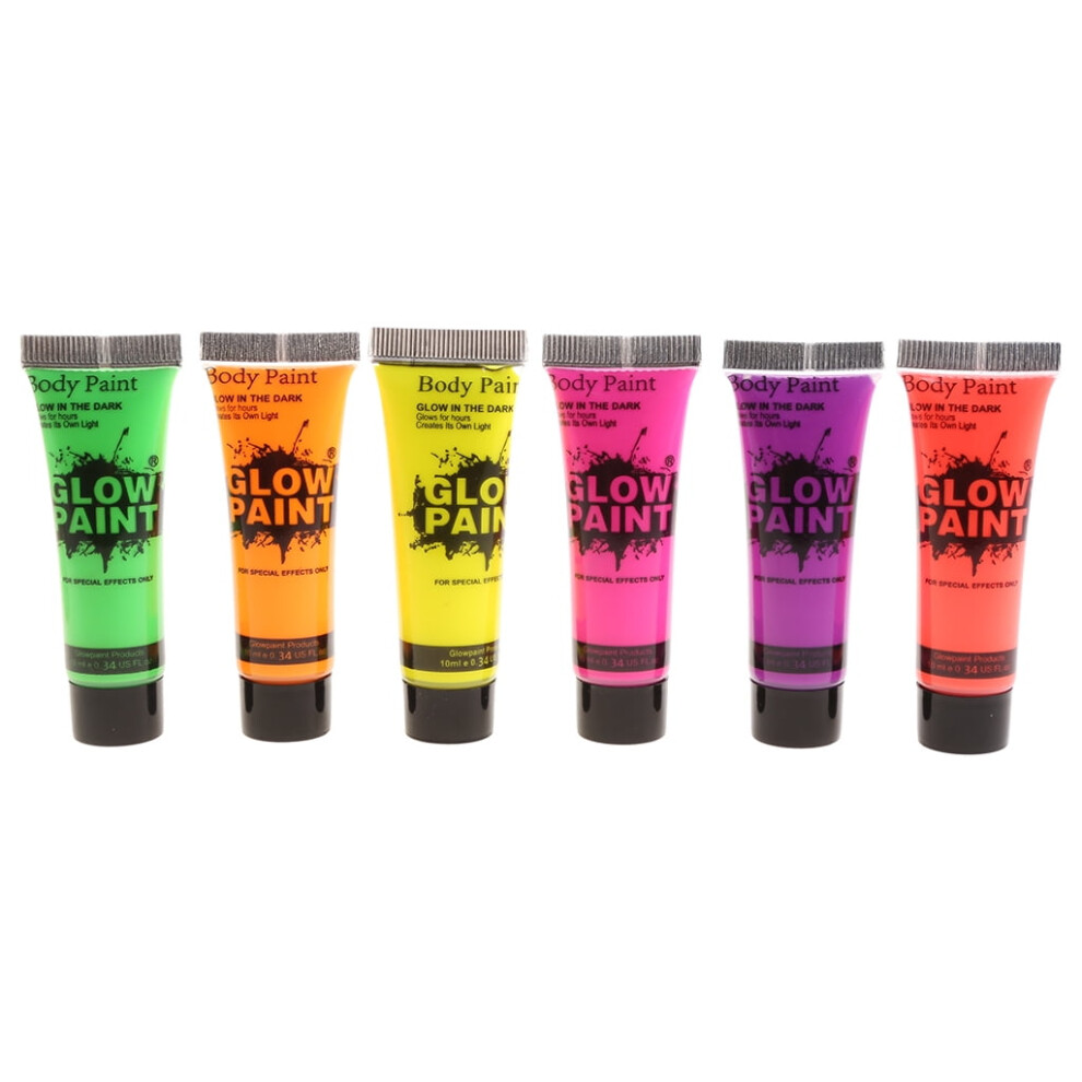 Dasbsug 6 Tube UV Glow Blacklight Makeup Face Paint Washable Neon Fluorescent Body Paint