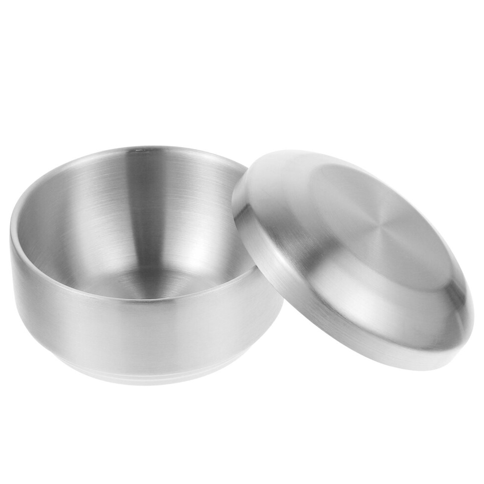 1 set of Stainless Steel Bowl Kids Rice Bowl Home Bowl Double Layer Food Bowl