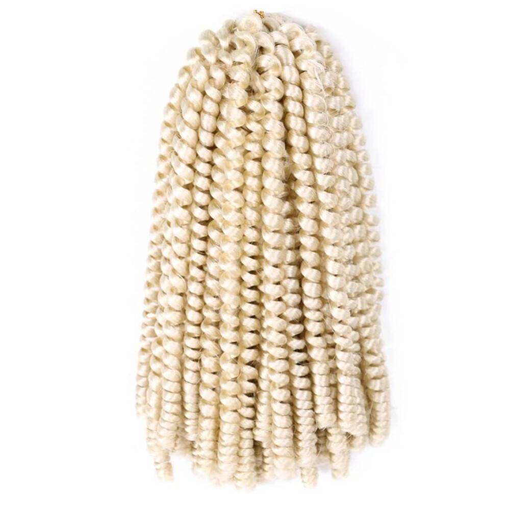 Unisex 8 Inch Crochet Braiding Hair Ombre Blonde Prelooped Afro Curl Braids 613 Easy Install 7Pcs
