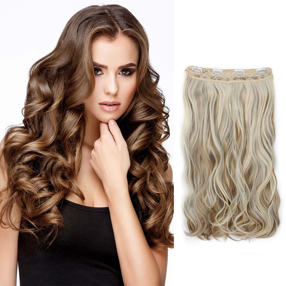 18 Inch Invisible Headband Hair Extensions Synthetic Fishing Line Adjustable Natural Straight or Wavy