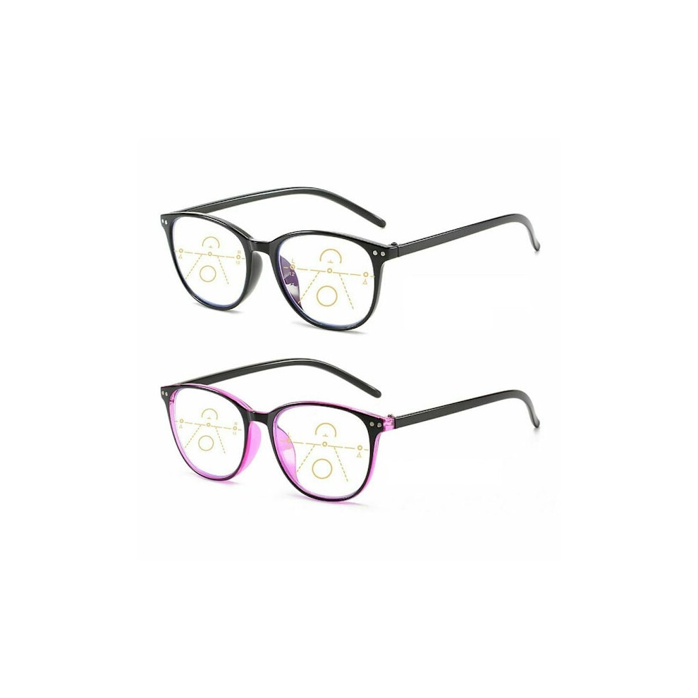 Blue/Light/Black Progressive Multifocal Glasses For Women And Men, Blocking Reading Glasses Strength 1.0X