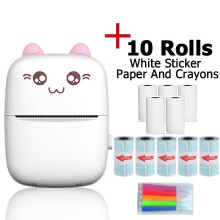 Mini Photo Printer, Portable Pocket Thermal Printer with 10 Rolls Paper, compatible with iOS Android APP, Wireless Bluetooth for Home Use (Pink)