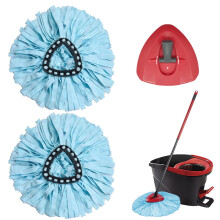 VACUSHOP 2-pack dweilkoppen + 1 basis compatibel met O-Cedar Easywring Spin Mop, microvezel navullingen, grijs
