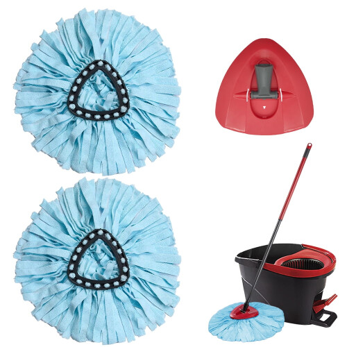 VACUSHOP2-Pack Mop Heads +1Base Compatible with O-Cedar Easywring Spin Mop, Microfiber Refills, Grey