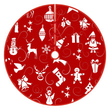 Kerstboomrok met vetersluiting, 90 cm, met franjes, kerstman en sneeuwvlokkenprint, in geschenkdoosstijl, feestelijke binnendecoratie