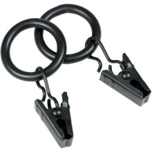 Petit Window Curtain Clip Rings, 14-Pack, Black