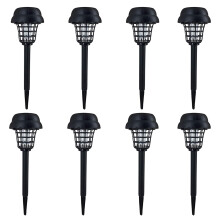 XIAOLE8 peças Mata-insetos solar, 2 em 1, à prova d'água, com LED, para uso interno e externo, preto.