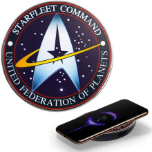 Star Trek trådløs oplader med indbygget backup-batteripakke til kablet og trådløs opladning. Bærbar trådløs telefon.