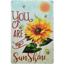 Semn metalic vintage You Are My Sunshine, semn rustic de perete cu design rustic, pentru living, dormitor, baie, 8 x 12 inci