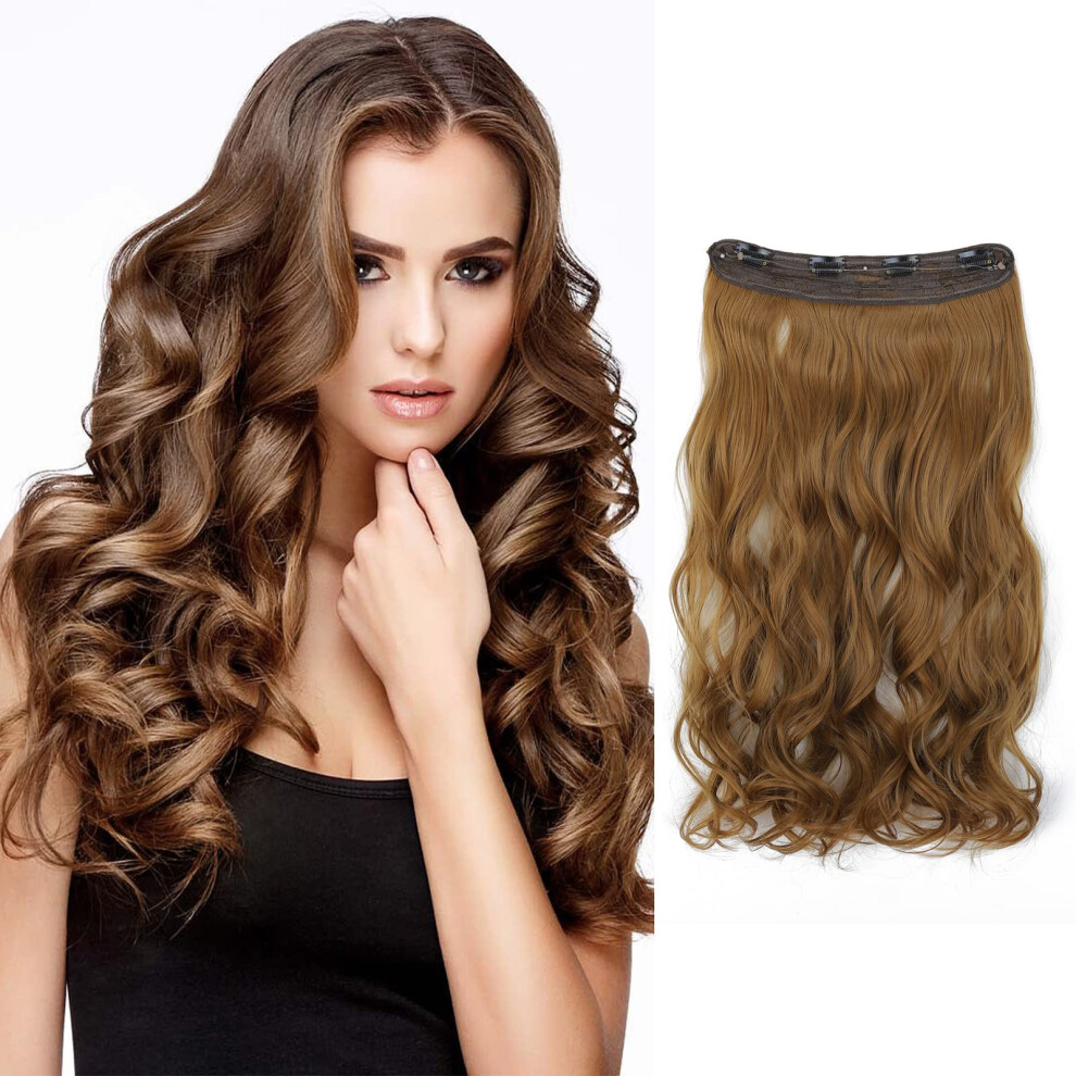 Unisex 18 Inch Blonde Halo Hair Extensions With Invisible Adjustable Wire, Wavy Synthetic Hair With 4 Clips
