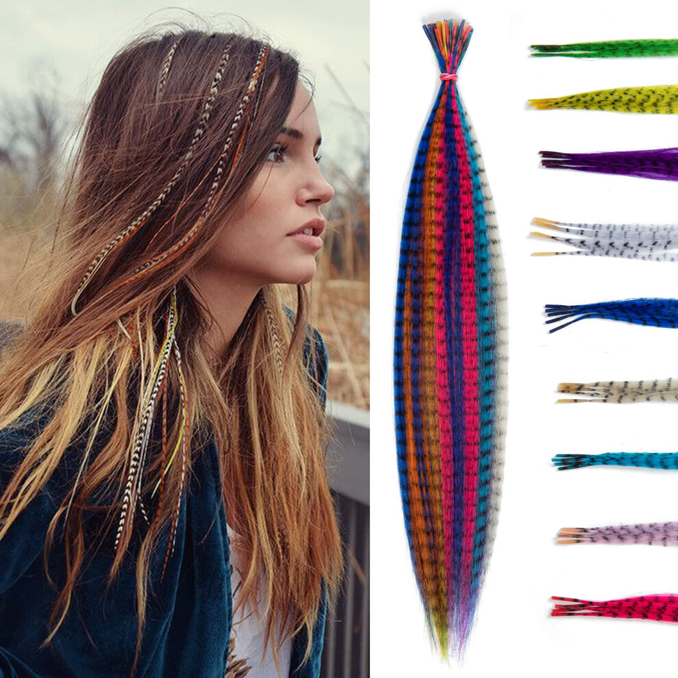 Feather Hair Extensions Kit 16 Inch ITip 50 Pcs Colorful Synthetic Feathers for Women Girls