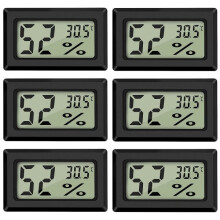 Digital temperatur- og fuktighetsmåler Termometer Mini digitalt termometer hygrometer og fuktighetsmåler svart (6-pakning - firkantet)