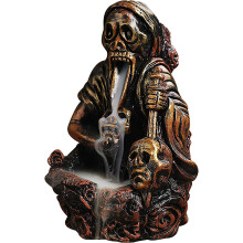Kadidlo s protiprúdom vodopádu, živicová fontána s figúrkou kostry, bytové dekorácie, bronz, 12,8 x 12,6 x 18,2 cm