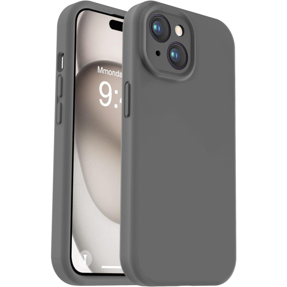 Compatible With Iphone 15 Plus Case, Enhanced Camera Protection, Soft Anti-Scratch Lining, Shockproof Liquid Silicone Case - Dark Grey 9482828303517