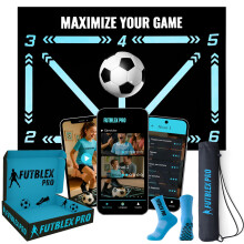 Football Training Mat – Includes Training App with Interactive Videos and Progressive Routines + Non-Slip Stockings, Carry Bag and Premium Gift Box