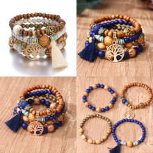 Creatieve Boheemse armband, gelaagde kralenarmband van stretchmateriaal.
