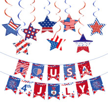 XunRui Partyflaggen-Set mit Luftballons zum amerikanischen Unabhängigkeitstag – Partyzubehör mit Flaggenanhänger, Wimpel, Dekoration zum