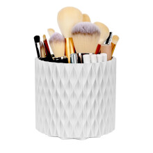 Kosmetik-Organizer mit Pinselhalter, 360 drehbar, große Aufbewahrungsbox – Weiß