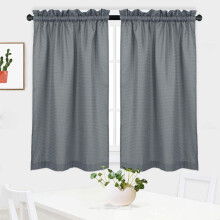 Többrétegű függönyök, gofri szövésű, texturált rövid függöny fürdőszobába, ablakra, konyhába, kávézóba - 76 cm x 60 cm, fehér, 2