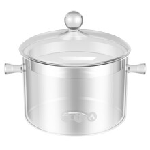 Glas-Schmortopf 1,5 l mit Deckel und Griffen, hitzebeständig, antihaftbeschichtet, Suppentopf für Pasta, Nudeln, Milch - für alle Herdarten