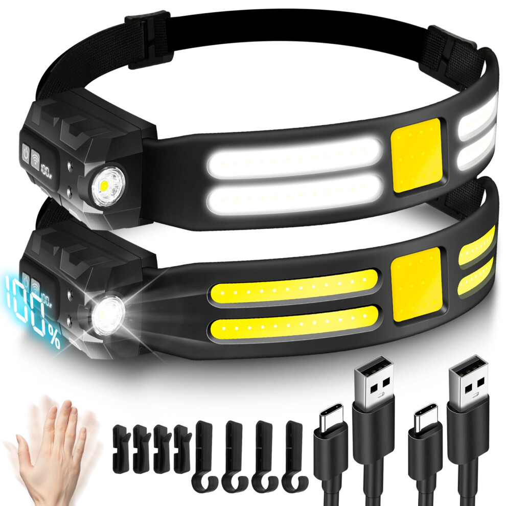 Photos - Flashlight TJINHEZ Head Torch Rechargeable 2 Pack, Super Bright 230 Wide Beam LED Headtorch, 30 Hours Runtime, 6 Modes with Motion Sens