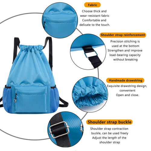 BAOWUABJ Drawstring Bags String Backpack Large Waterproof Sports Backpack f 2