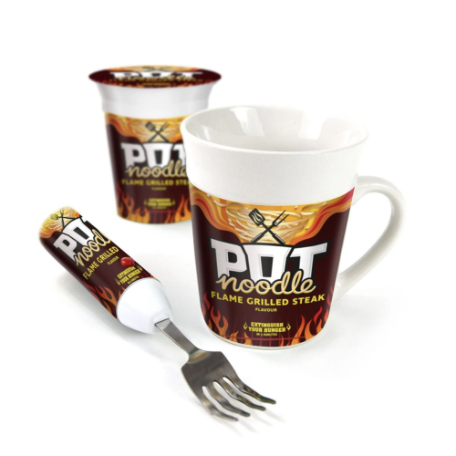 Pot Noodle Mug with Spinning Fork Gift Set Flame Grill Flavour 1
