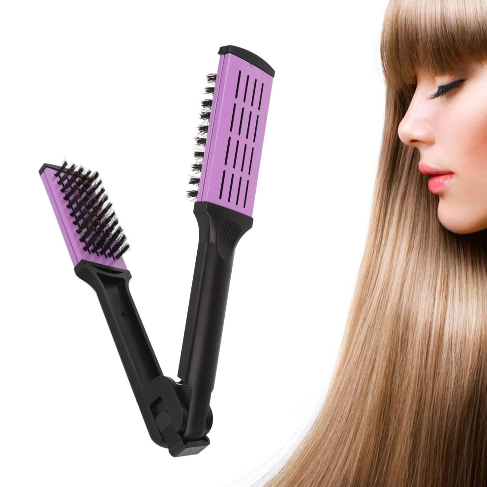 Hair Straightening Brush with Double Comb Structure, Anti Static Design and Heat Resistant Bristles
