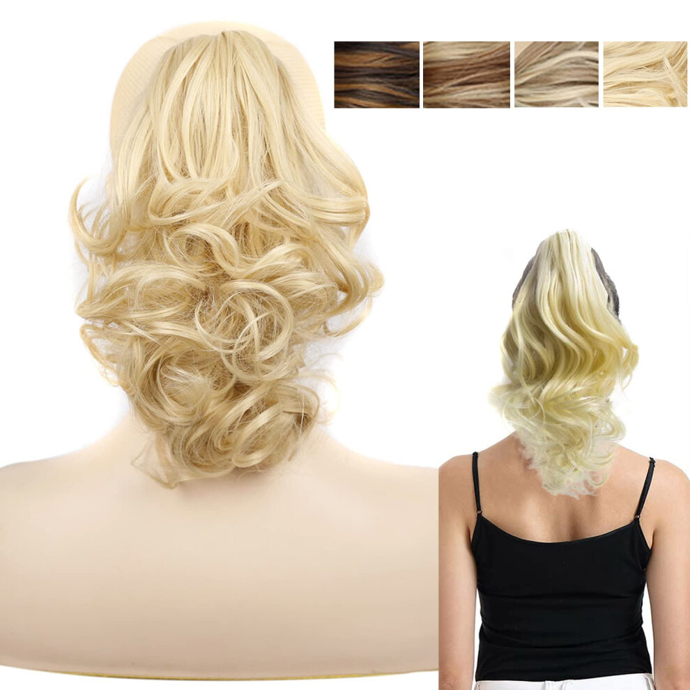 Unisex Ponytail Hair Extension With Claw Clip, Curly Synthetic Heatresistant Hairpiece For Women
