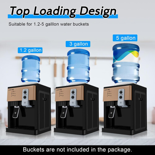 Loading Water Cooler Dispenser Hot and Cold with Automatic Temperature Control for Home Office Brown and Black 2