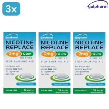 3x Galpharm Nicotine Replacement Gum 2mg Peppermint Flavour