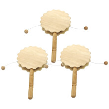 3 Pcs Wooden Rattle Hand Painting White Embryo Painted Other Educational Toys Child